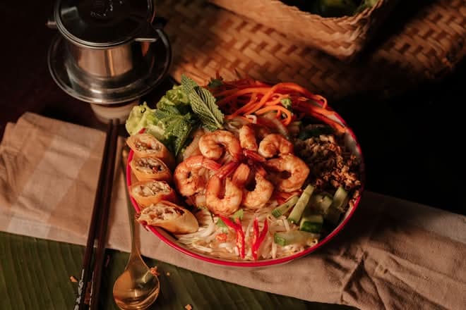 Bun crevettes nems crevettes