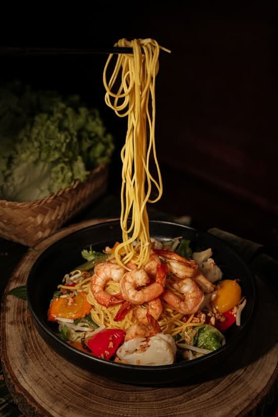 Nouilles sautées aux crevettes