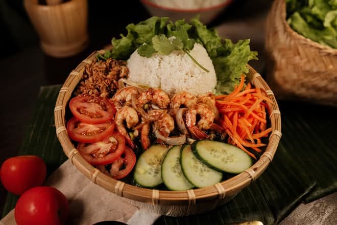 Riz et crevettes au caramel