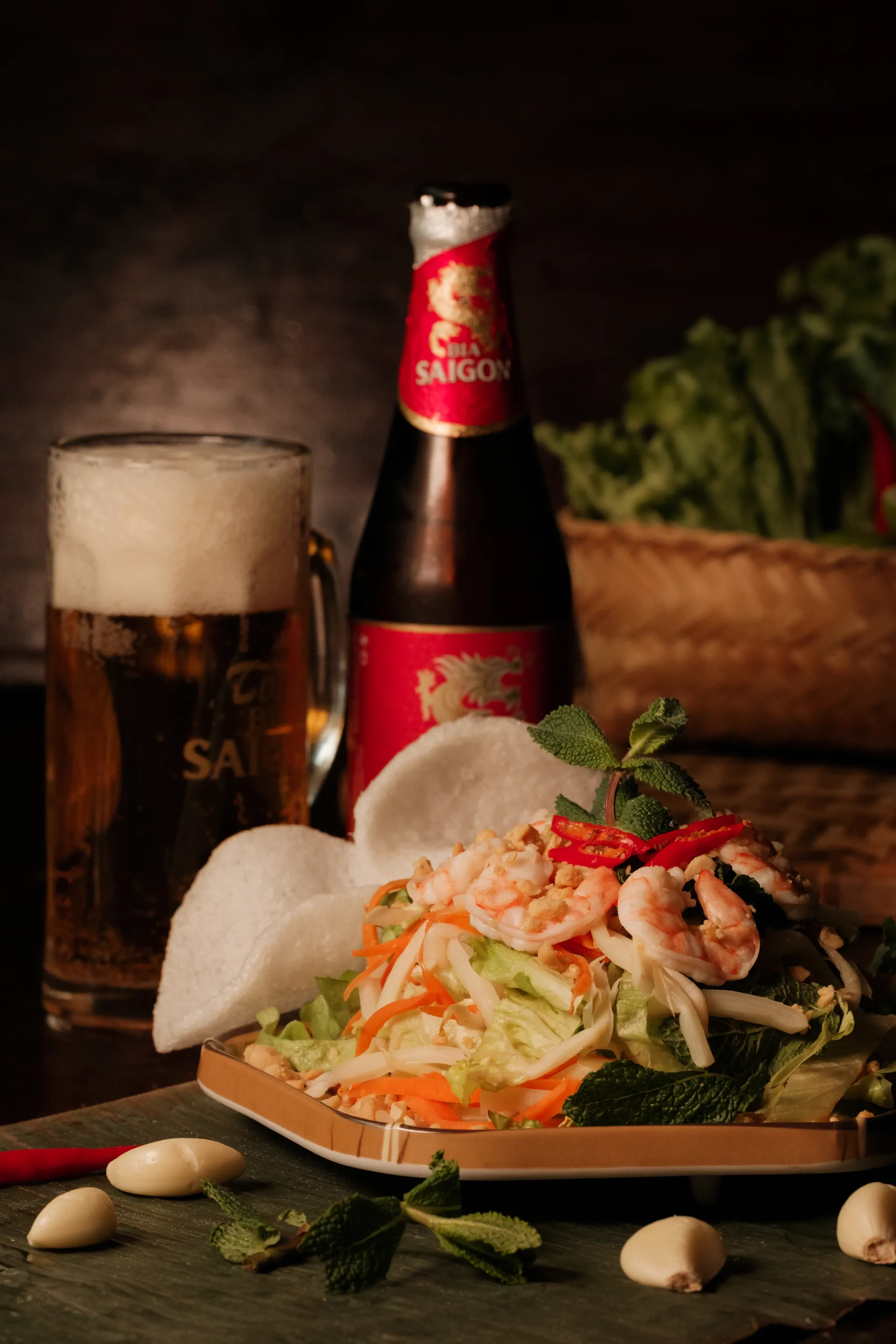 Salade de Tiges de Lotus au Tofu ou aux Crevettes